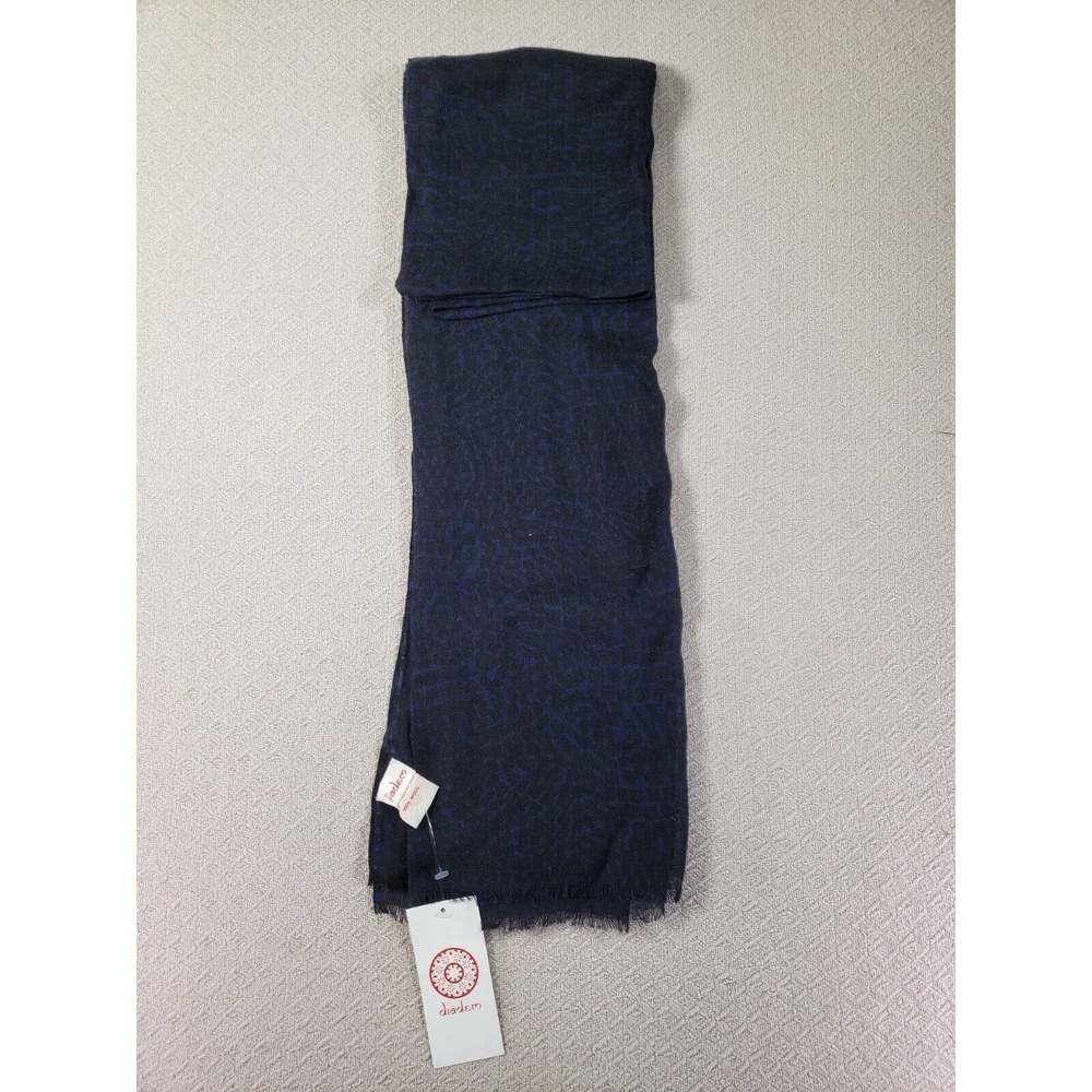 Diadem Scarf Mens One Size Blue Knit Long Soft Rectangular Thermal 100% Wool NWT
